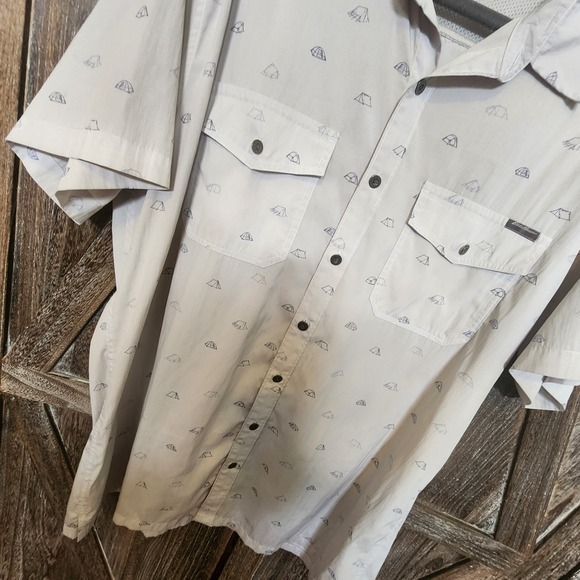 Eddie Bauer Shirt Men's Size TXL Light Gray Tent‎ Print Lightweight Slim Fit - Picture 3 of 11